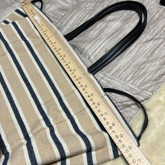 Aqua striped canvas/leather tote - Picture 5 of 8